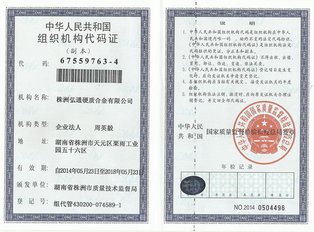 Organization code certificate