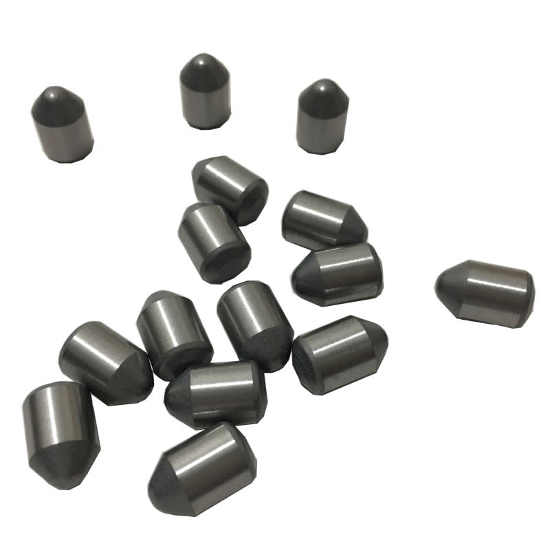 Tungsten carbide buttons for tapered drill bits